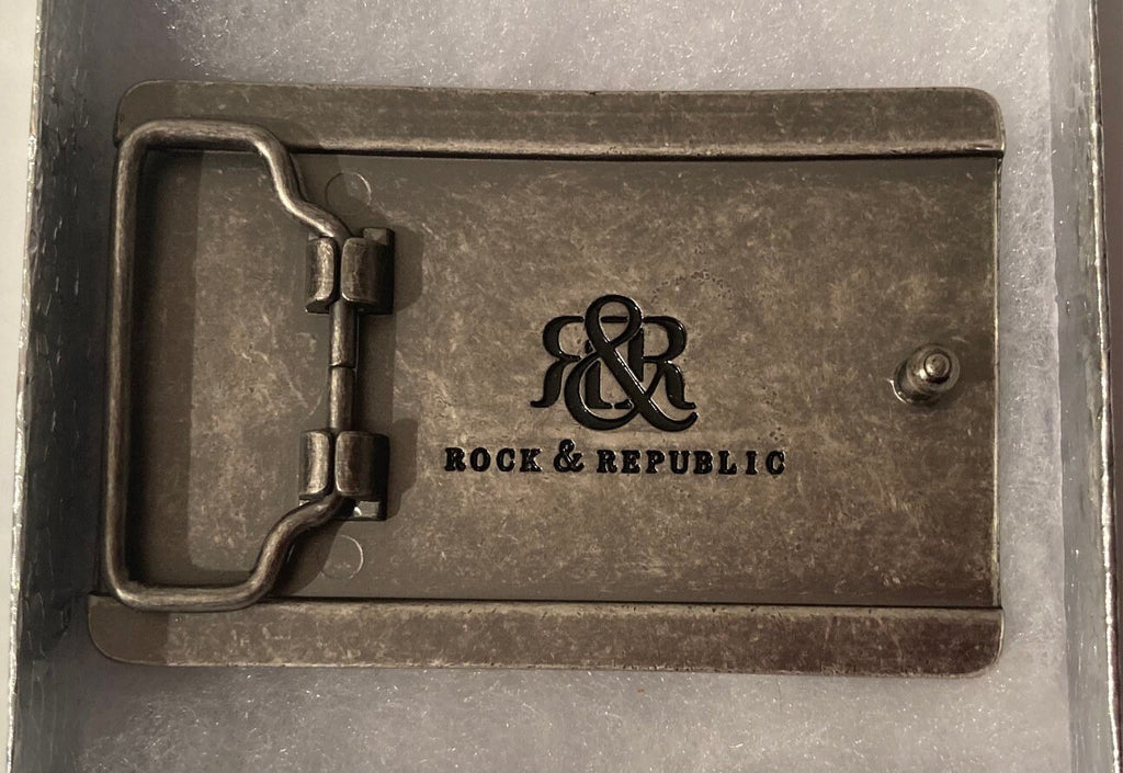 Vintage Metal Belt Buckle, Rock & Republic, Heavy Duty, Quality, Fashion, Belts, Shelf Display, Made in USA, Quality