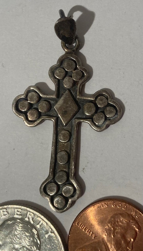 Vintage Sterling Silver 925 Metal Cross, Crucifix, Nice Design, Pendant for Necklace, Bracelet, Ankle, Fashion, Quality, Precious Metal
