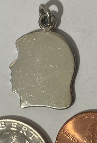 Vintage Sterling Silver 925 Metal Charm, Childs Face, Girls Face, Nice Design, Pendant for Necklace, Bracelet, Ankle, Fashion, Quality