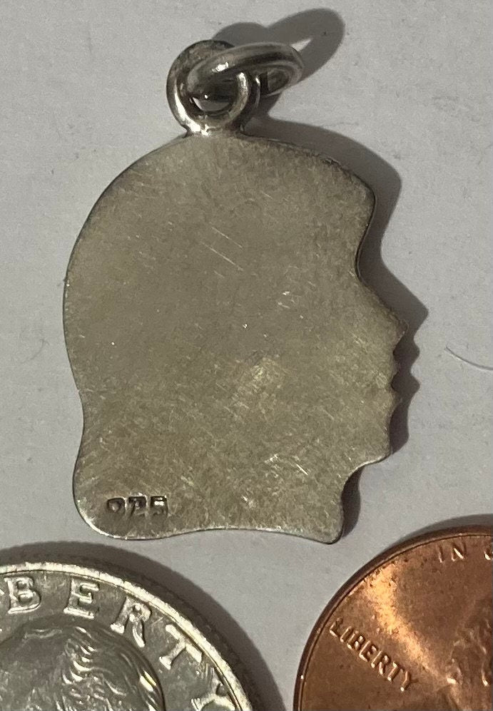 Vintage Sterling Silver 925 Metal Charm, Childs Face, Girls Face, Nice Design, Pendant for Necklace, Bracelet, Ankle, Fashion, Quality