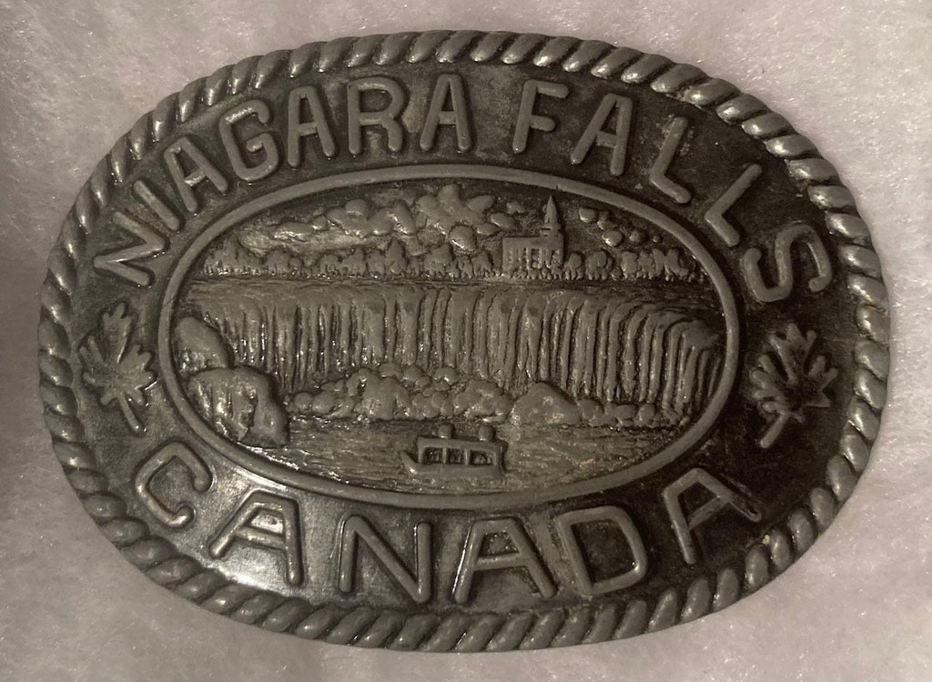 Vintage Metal Belt Buckle, Niagara Falls, Canada, Heavy Duty, Quality, Fashion, Belts, Shelf Display, Made in USA, Quality