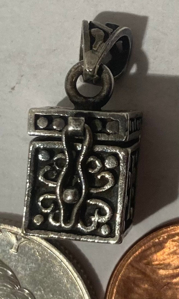 Vintage Sterling Silver 925 Metal Pendant, Storage Box, Stash Box, Fish, Cross, Hearts, One of the Coolest Pendants I Have Come Across