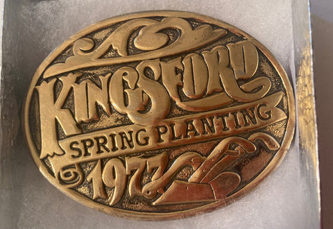 Vintage 1977 Metal Belt Buckle, KIngsford Spring Plating, Charcoal, BBQ, Cookouts, Heavy Duty, Quality, Thick Metal, Made in USA