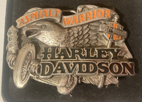 Vintage 1992 Metal Belt Buckle, Harley Davidson, Asphalt Warrior, Motorcycle, Biker, Quality, Heavy Duty, Fashion, Belts, Fun, Nice Design