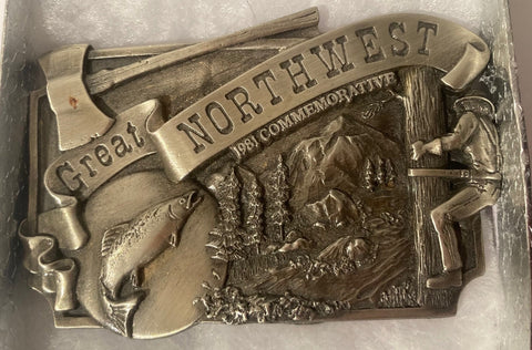 Vintage 1981 Metal Belt Buckle, Great Northwest Commemorative, Quality, Heavy Duty, Fashion, Belts, Fun, Nice Design