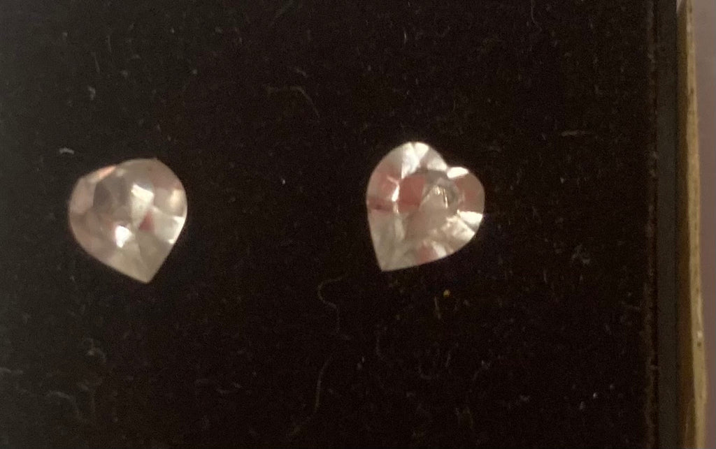 Vintage Heart Shaped Earrings, Cubic Zirconia, Sparkly, Studs, Fashion, Quality, Cuff Bracelet, Nice, Heavy Duty, Accessory