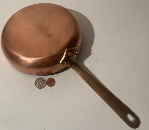 Vintage Metal Copper and Brass Frying Pan, Skillet, 14" Long and 7" Pan Size, Quality, Super Heavy Duty, Feels So Heavy Duty and Nice