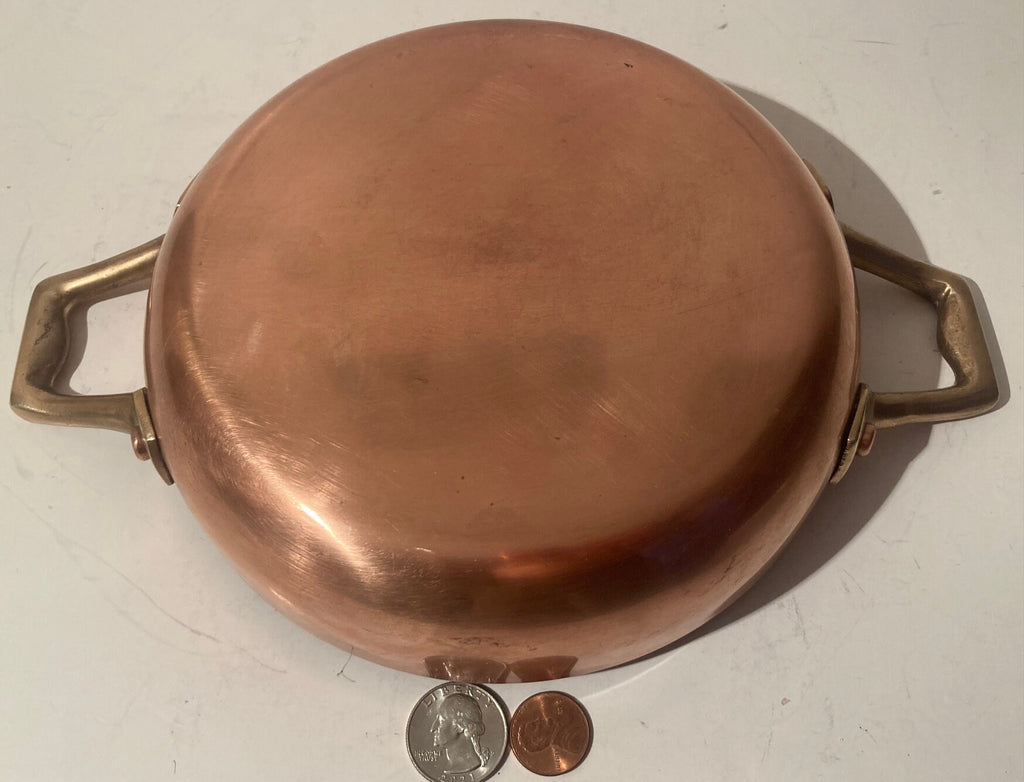 Vintage Metal Copper and Brass Frying Pan, Skillet, Sauce Pan, 10 1/2" Wide and 7" Pan Size, Quality, Super Heavy Duty, Feels So Heavy Duty