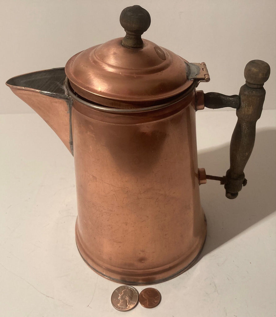 Vintage Metal Copper and Brass Pitcher, 9" Tall, Kitchen Decor, Hanging Display, Shelf DIsplay, This Can Be Shined Up Even More
