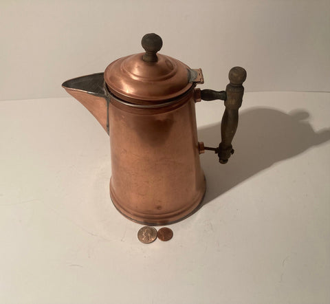 Vintage Metal Copper and Brass Pitcher, 9" Tall, Kitchen Decor, Hanging Display, Shelf DIsplay, This Can Be Shined Up Even More