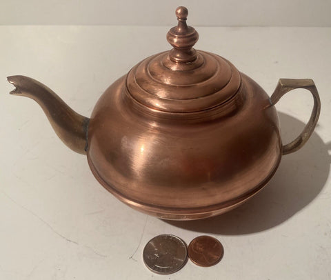 Vintage Metal Copper Teapot, Tea Kettle, 7" x 4 1/2", Kitchen Decor, Table Display, Shelf Display, Use It, This Can Be Shined Up Even More