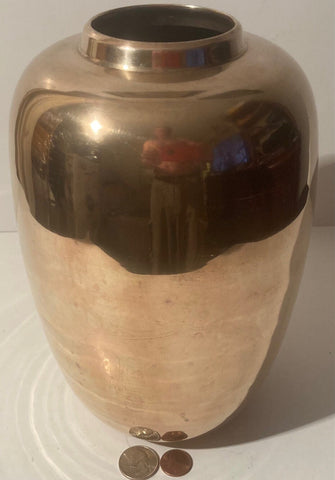 Vintage Metal Brass Vase, Heavy Duty, Quality, Solid Brass, 10" x 6", Very Nice, Flowers, Planter, Vase, Home Decor, Table Display