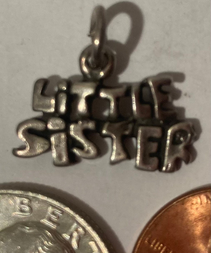 Vintage Sterling Silver 925 Metal Pendant, Little Sister, Sibling, Nice Design, Pendant for Necklace, Bracelet, Ankle, Fashion, Quality