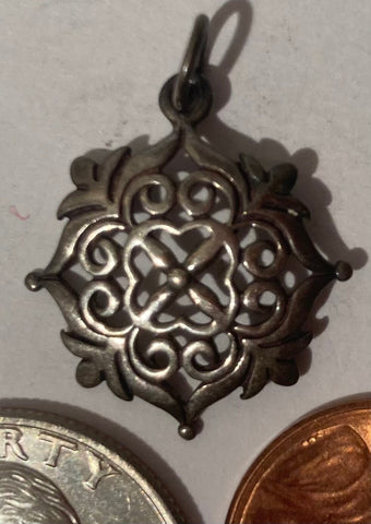 Vintage Sterling Silver 925 Metal Pendant, Weave Design, Nice Design, Pendant for Necklace, Bracelet, Ankle, Fashion, Quality, Precious