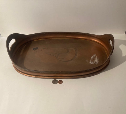 Vintage Metal Copper Colored Tray, Platter, Serving Tray, 18" x 12", Duck Design, Heavy Duty, Quality, Free Shipping in the U.S