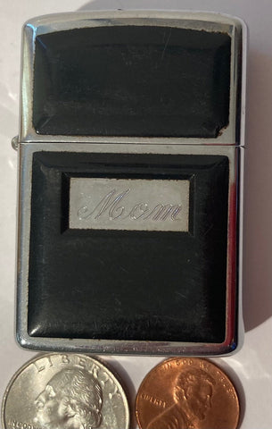 Vintage Metal Zippo, Black and Chrome, Mom, Zippo, Made in USA, Cigarettes, More