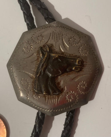 Vintage Metal Bolo Tie, Horse, Quality, Heavy Duty, Country & Western, Cowboy, Western Wear, Apparel, Accessory, Tie, Nice Quality Fashion