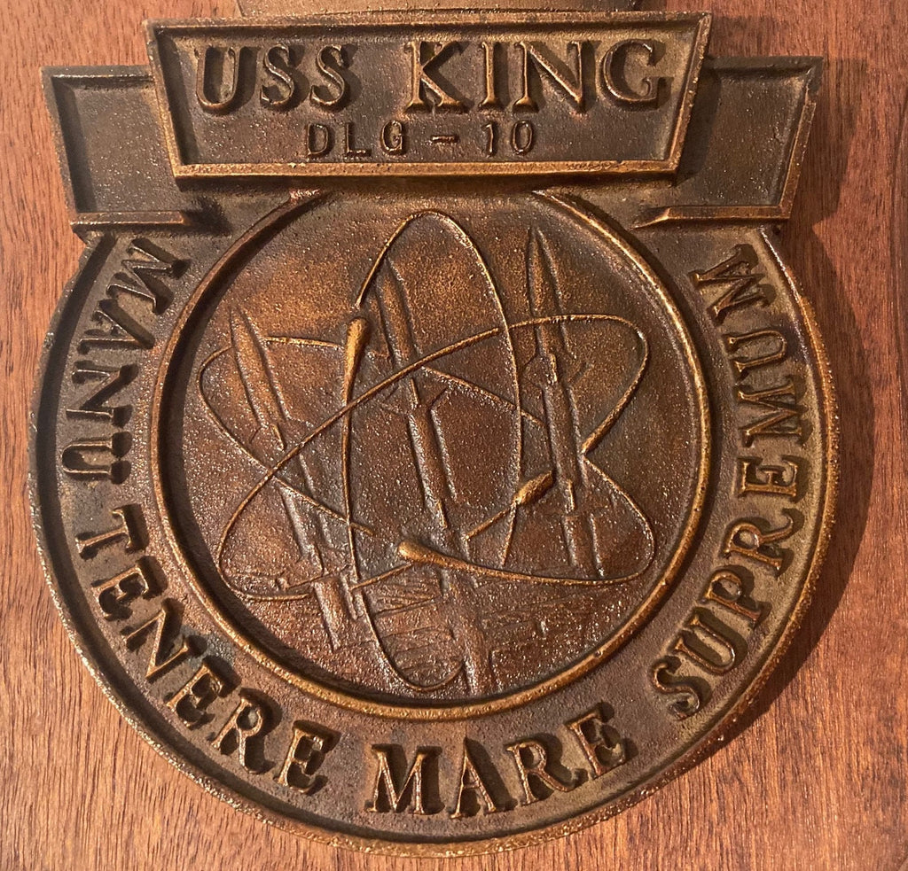 Vintage Wooden and Metal Navy Plaque, U.S.S. King DDG-41, U.S. Navy, Guided Missile Destroyer, Ship