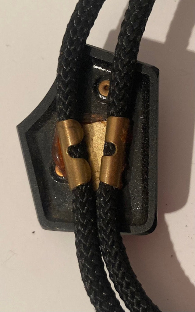 Vintage Metal Bolo Tie, Black with Nice Stones, Quality, Heavy Duty, Country & Western, Cowboy, Western Wear, Apparel, Accessory, Tie