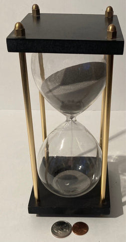 Vintage Metal Brass and Glass Big Size Hourglass, Time, Clock, 9" x 4" x 4", Home Decor, Shelf Display, Desk Display, Free Shipping