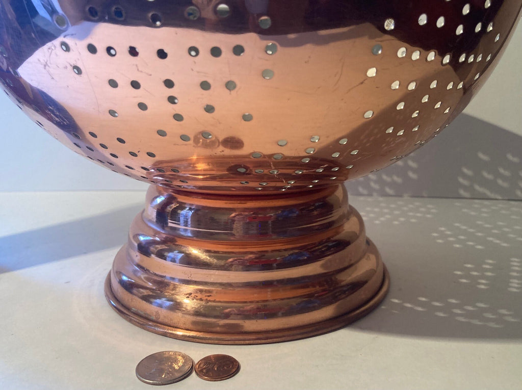 Vintage Metal Copper and Brass Colander, Big Size, Strainer, Kitchen Decor, Hanging Display, Shelf Display, 13 1/2" x 7", You Can Use It