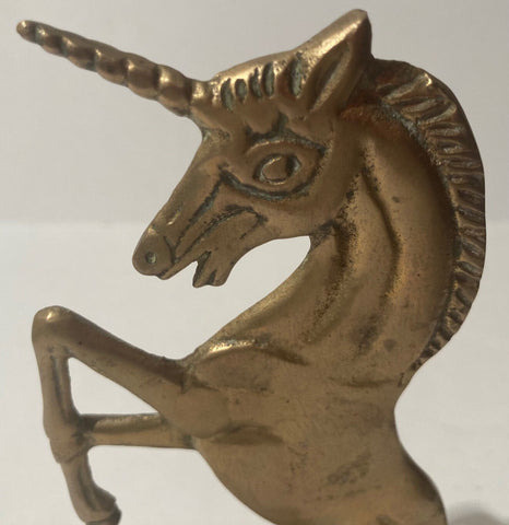 Vintage Brass Metal Unicorn Horse, Heavy Duty, Quality, 8", Home Decor, Desk Display, Shelf Display, This Can Be Shined Up Even More