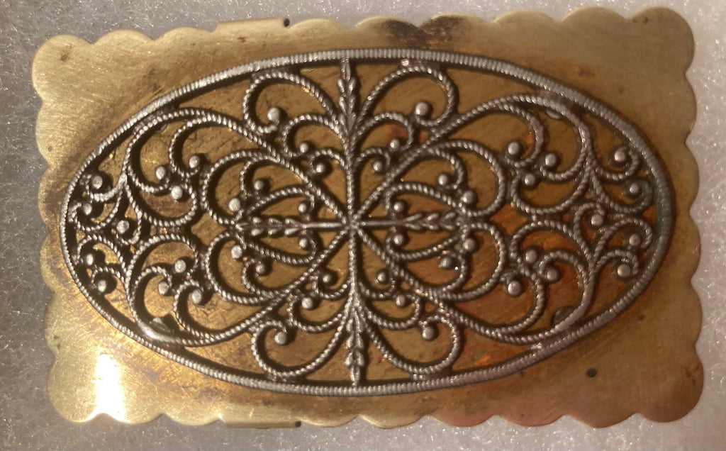 Vintage Metal Belt Buckle, Brass, Intricate Design, 2 1/2" x 1 1/2", Country and Western, Heavy Duty, Quality, Western Wear, Made in USA