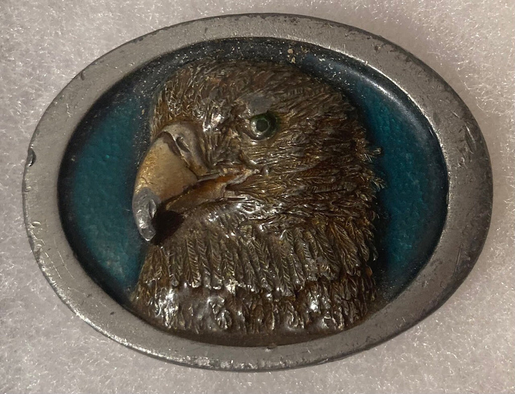 Vintage 1988 Metal Belt Buckle, American Bald Eagle, Nature, Wildlife, 2 1/4" x 1 3/4", Heavy Duty, Quality, Thick Metal, Made in USA