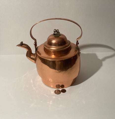 Vintage Metal Copper and Brass Teapot, Kettle, Coffee, 9" x 9", Quality, Kitchen Decor, Table Display, Shelf Display, You Can Use It