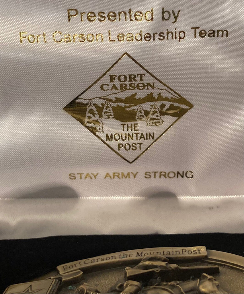 Vintage Metal Belt Buckle, Fort Carson, The Mountain Post, Go Army, Military, Army Strong, 4" x 2 3/4", Heavy Duty, Quality, Thick Metal