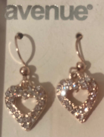 Vintage Metal Earrings, Heart, Crystals, Nice, Fashion, Accessory, Jewelry, Fun