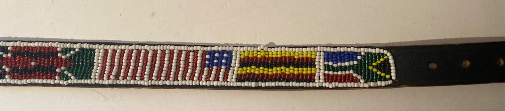 Vintage Leather Glass Beaded Belt and Buckle, 11 Different Country Flags, Hand Tooled, So Nice, Belts, Quality, Hand Made in USA