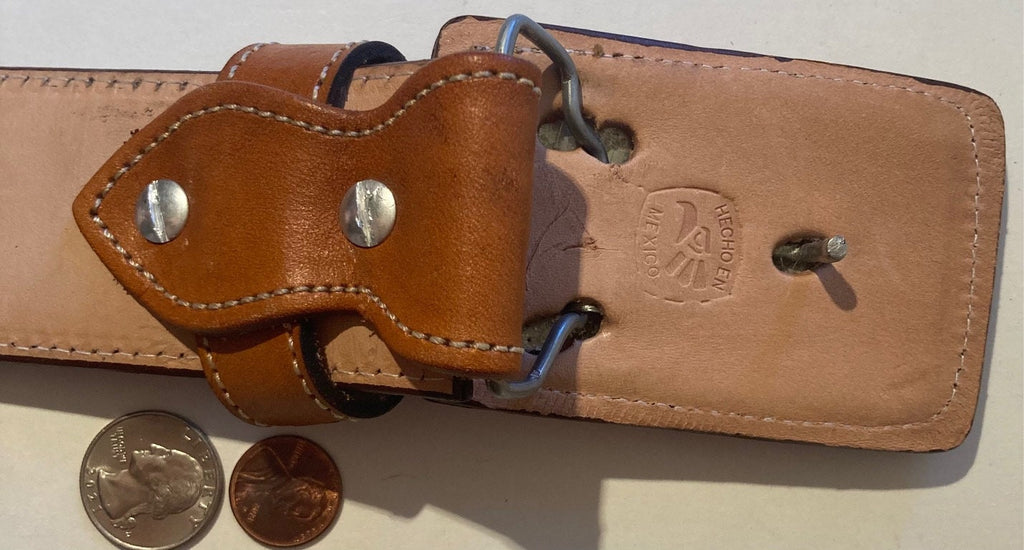 Vintage Leather Belt and Buckle, Leather, Hand Tooled, Nice, Belts, Quality, Hand Made in Mexico, Size 41 to 45, Country and Western