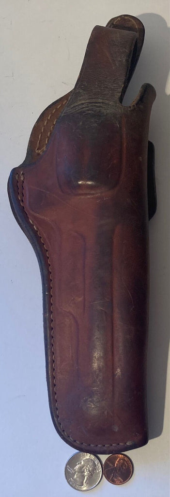 Vintage Leather Gun Holster, Brauer Brothers, Thick Leather, Older, 11" Long, Snaps, Security, Protection, Country and Western, Target