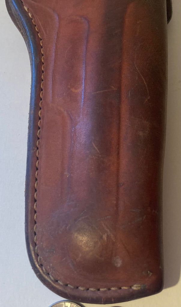 Vintage Leather Gun Holster, Brauer Brothers, Thick Leather, Older, 11" Long, Snaps, Security, Protection, Country and Western, Target