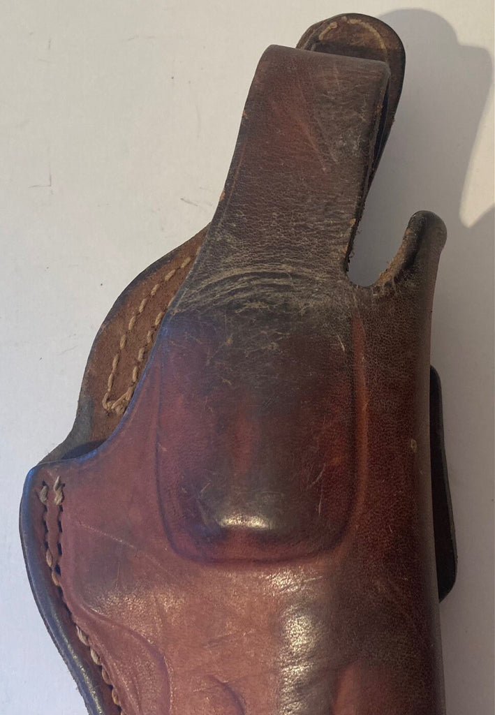 Vintage Leather Gun Holster, Brauer Brothers, Thick Leather, Older, 11" Long, Snaps, Security, Protection, Country and Western, Target