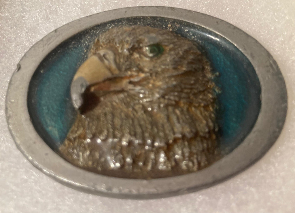 Vintage 1988 Metal Belt Buckle, American Bald Eagle, Nature, Wildlife, 2 1/4" x 1 3/4", Heavy Duty, Quality, Thick Metal, Made in USA