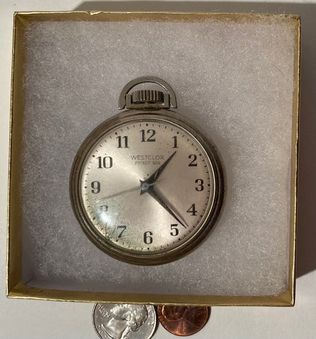 Vintage Metal Pocket Watch, Westclox Pocket Ben, Clock, Time, Style, Works Good, Free Shipping in the U.S.