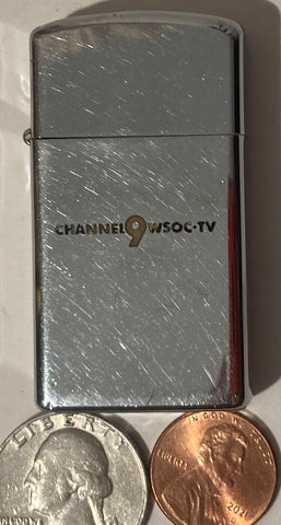 Vintage Metal Zippo Lighter, Channel 9 TV, WSOC, Charlotte, North Carolina, Made in USA, Cigarettes, More