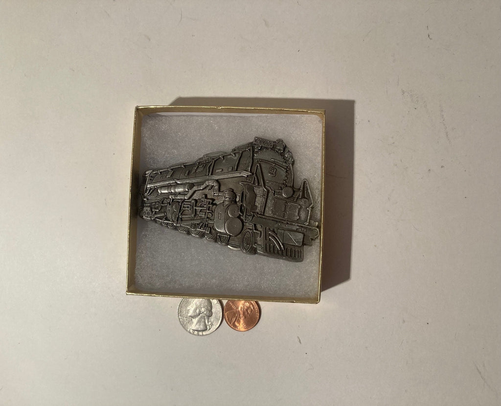 Vintage Metal Belt Buckle, Union Pacific, Train, Locomotive, Railroad, 3 1/2" x 2 1/4", Heavy Duty, Quality, Thick Metal, Made in USA