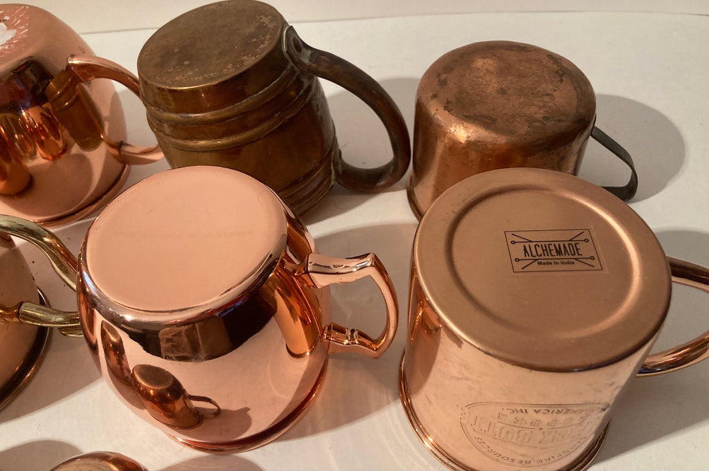 Lot of 10 Assorted Copper and Brass Drinking Cups, Mugs, Glasses, Steins, Moscow Mules, Nice Quality, Home Decor, Bar Decor