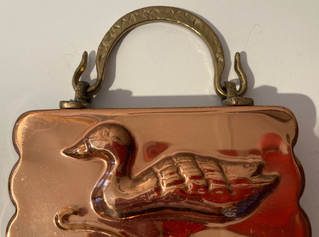 Vintage Copper and Brass Hanging Kitchen Mold, Really Nice, Heavy Duty, Quality, 12 1/2" x 5 1/2", Ducks, Mallards, Wildlife, Nature