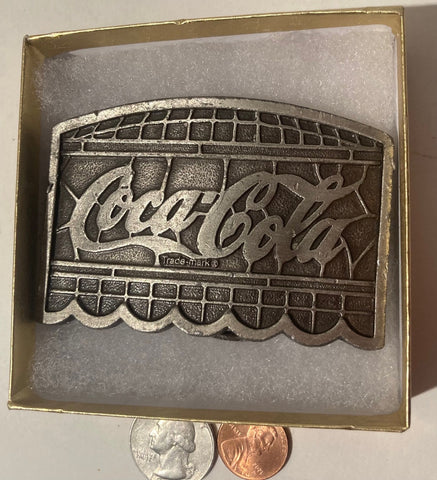 Vintage 1977 Metal Belt Buckle, Coca Cola, Coke, Soda Pop, 3 1/4" x 2 1/4", Heavy Duty, Quality, Thick Metal, Made in USA, For Belts