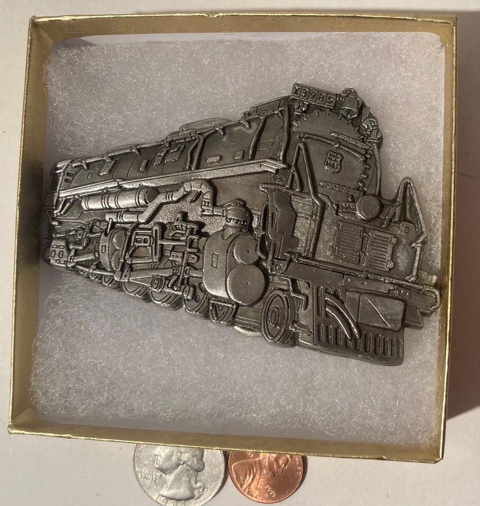 Vintage Metal Belt Buckle, Union Pacific, Train, Locomotive, Railroad, 3 1/2" x 2 1/4", Heavy Duty, Quality, Thick Metal, Made in USA