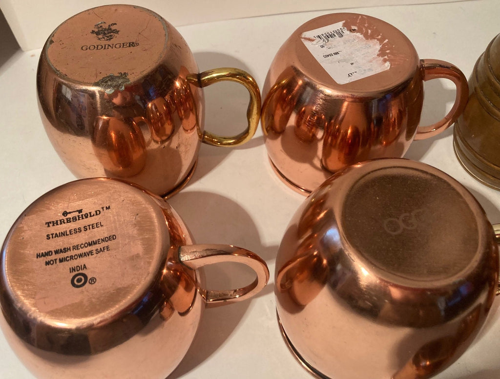 Lot of 10 Assorted Copper and Brass Drinking Cups, Mugs, Glasses, Steins, Moscow Mules, Nice Quality, Home Decor, Bar Decor