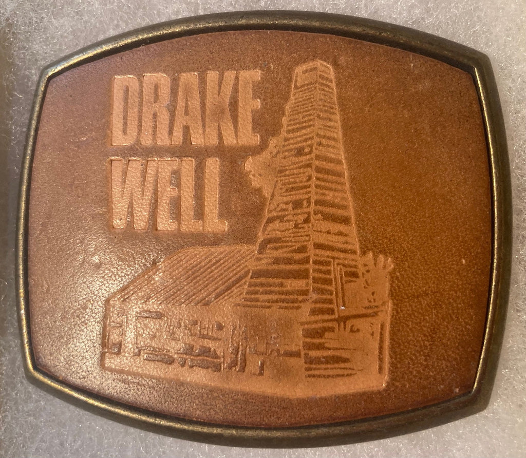 Vintage Metal Belt Buckle, Leather, Drake Well, First Oil Well, Petroleum, Gas, Energy, Drilling, Wells, Geyser, Nice Design