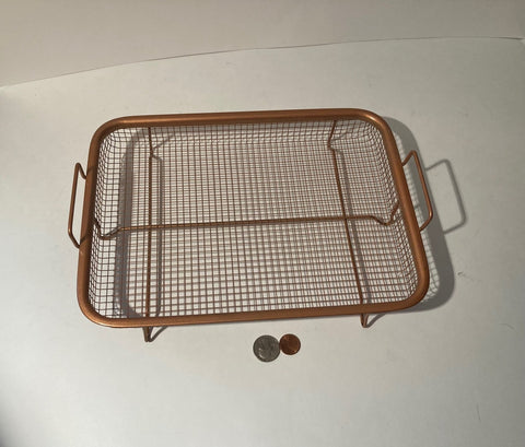 Vintage Metal Copper Wire Basket, Office, Desk, In Box, Out Box, 12" x 9", Storage, Paper, Fruits, More