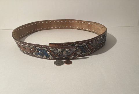 Vintage Leather Heavy Duty Belt, Colorful, Eagles, Name Don On It, Hand Tooled, Size 36 to 40, Country and Western, Western Attire