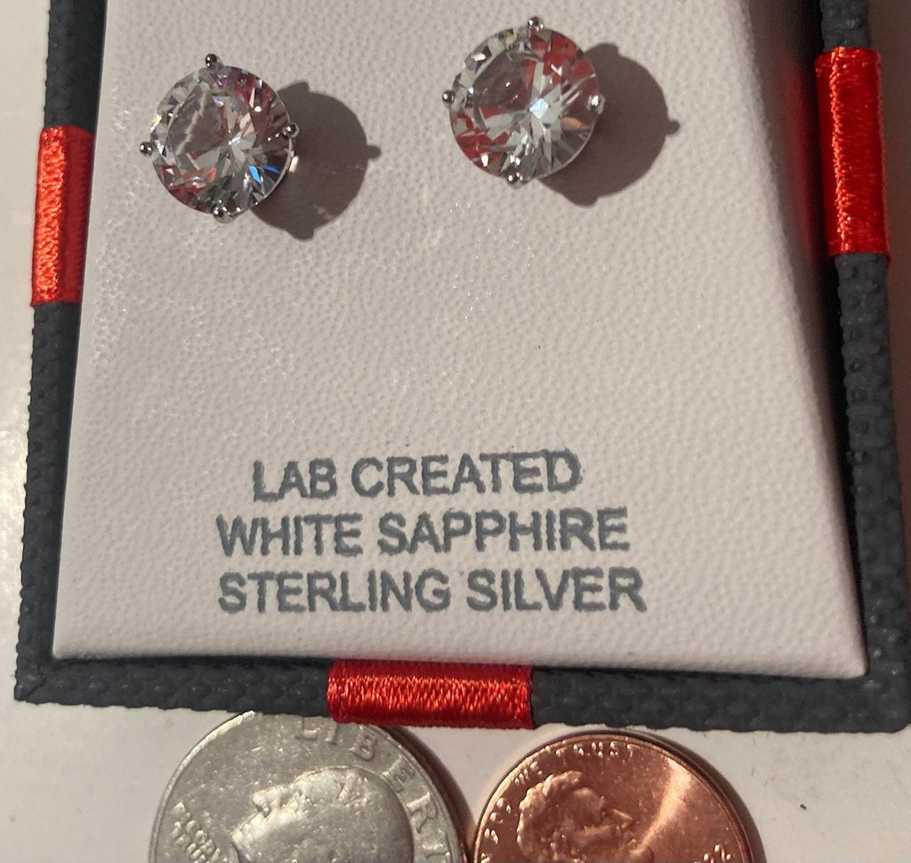 Vintage Sterling Silver Lab Created White Sapphire Earrings, Nice Design, Quality, Nice, Fashion, Accessory, Jewelry, Free Shipping