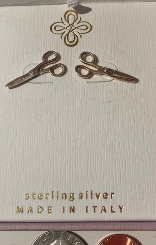 Vintage Sterling Silver Earrings, Scissors, Barber, Hair Dresser, Stylist, Made in Italy, Mia Fiore, Nice Design, Quality, Nice, Fashion